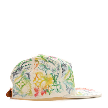 Louis Vuitton Cotton Monogram Watercolor Cap 58 White Multicolor 5 of 8