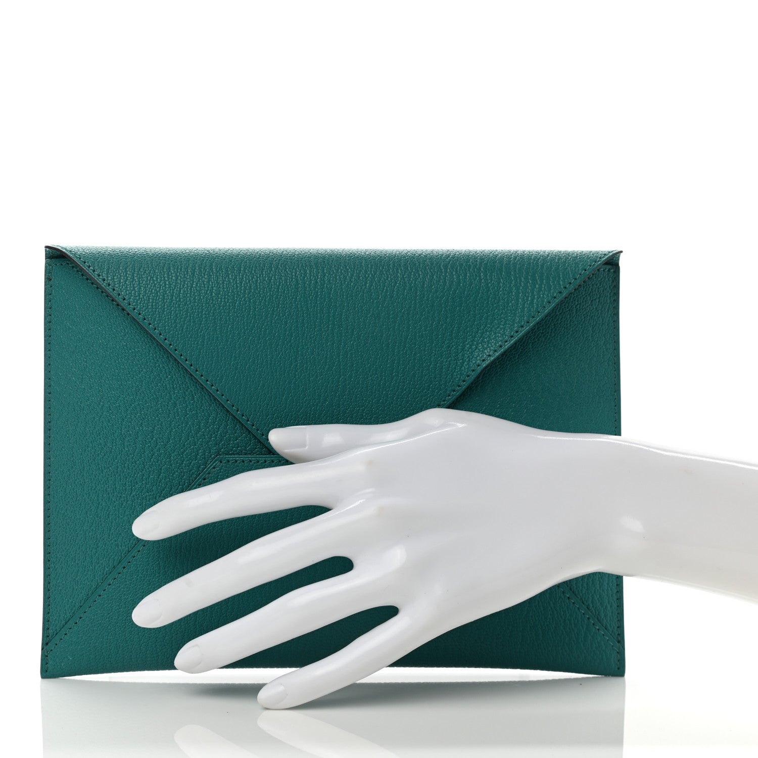Hermes Chevre Mysore Envelope Trio Wallet Bleu Paon Lime Canopee 2 of 8