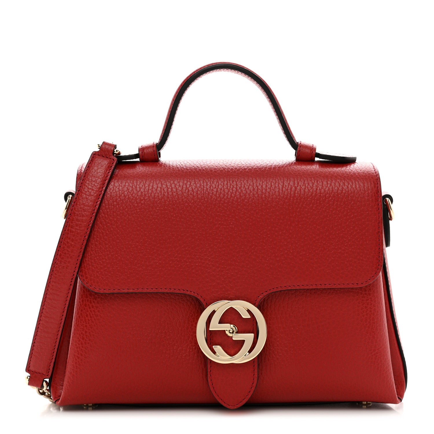 Gucci Dollar Calfskin Interlocking G Top Handle Shoulder Bag Red 1 of 12