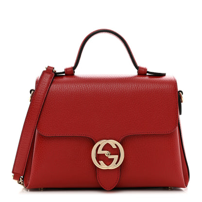 Gucci Dollar Calfskin Interlocking G Top Handle Shoulder Bag Red 1 of 12