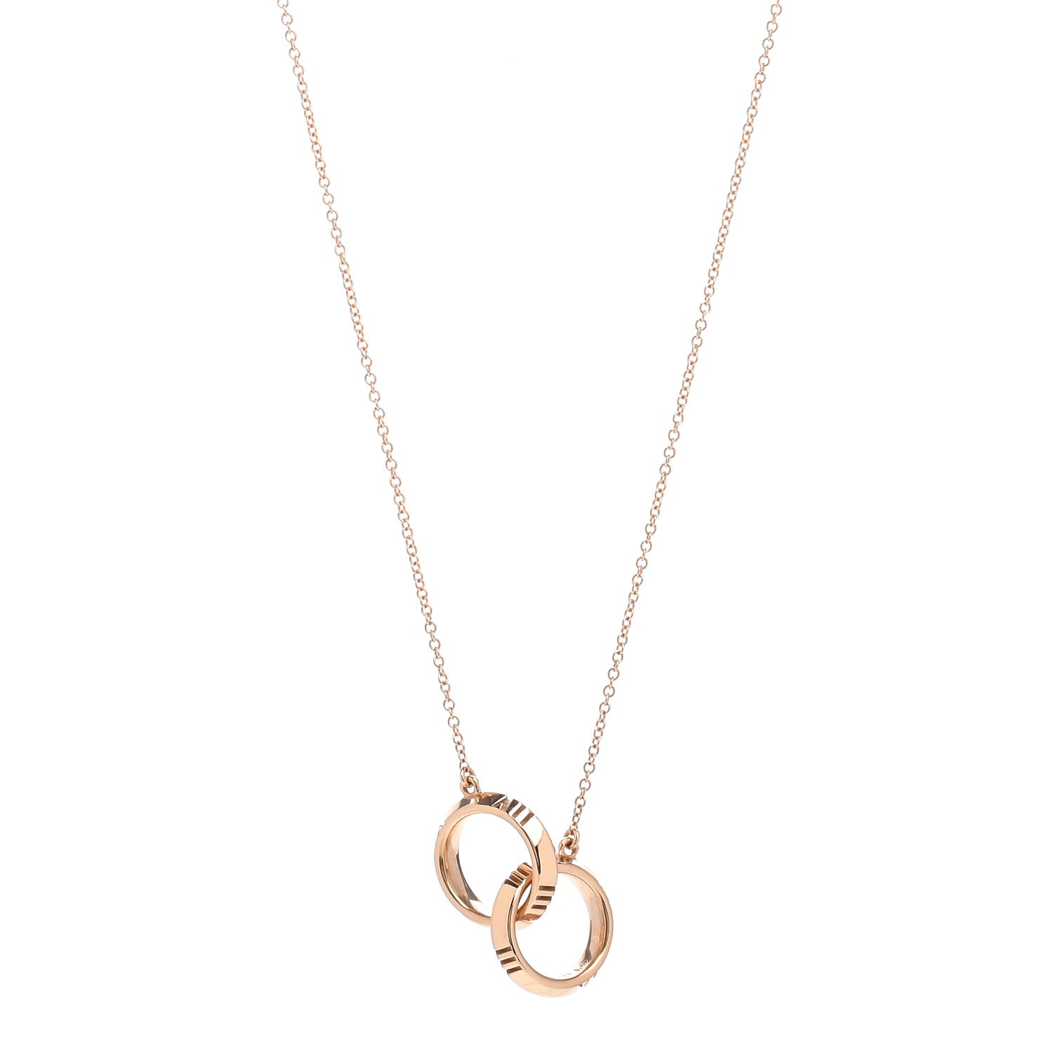 Tiffany 18K Rose Gold Interlocking Atlas Open Pendant Necklace 1 of 5