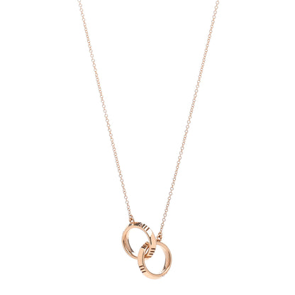 Tiffany 18K Rose Gold Interlocking Atlas Open Pendant Necklace 1 of 5