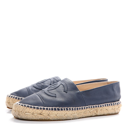 Chanel Lambskin CC Espadrilles 38 Dark Navy 3 of 10
