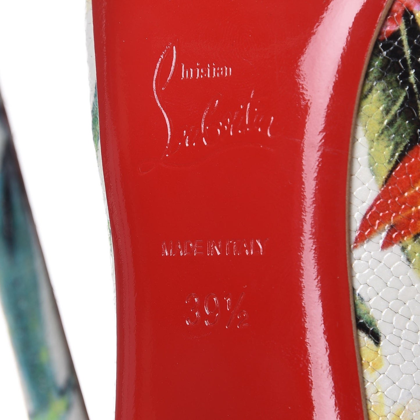 Crackled Calfskin Hawaii Print So Kate 120 Pumps 39.5 White Multi