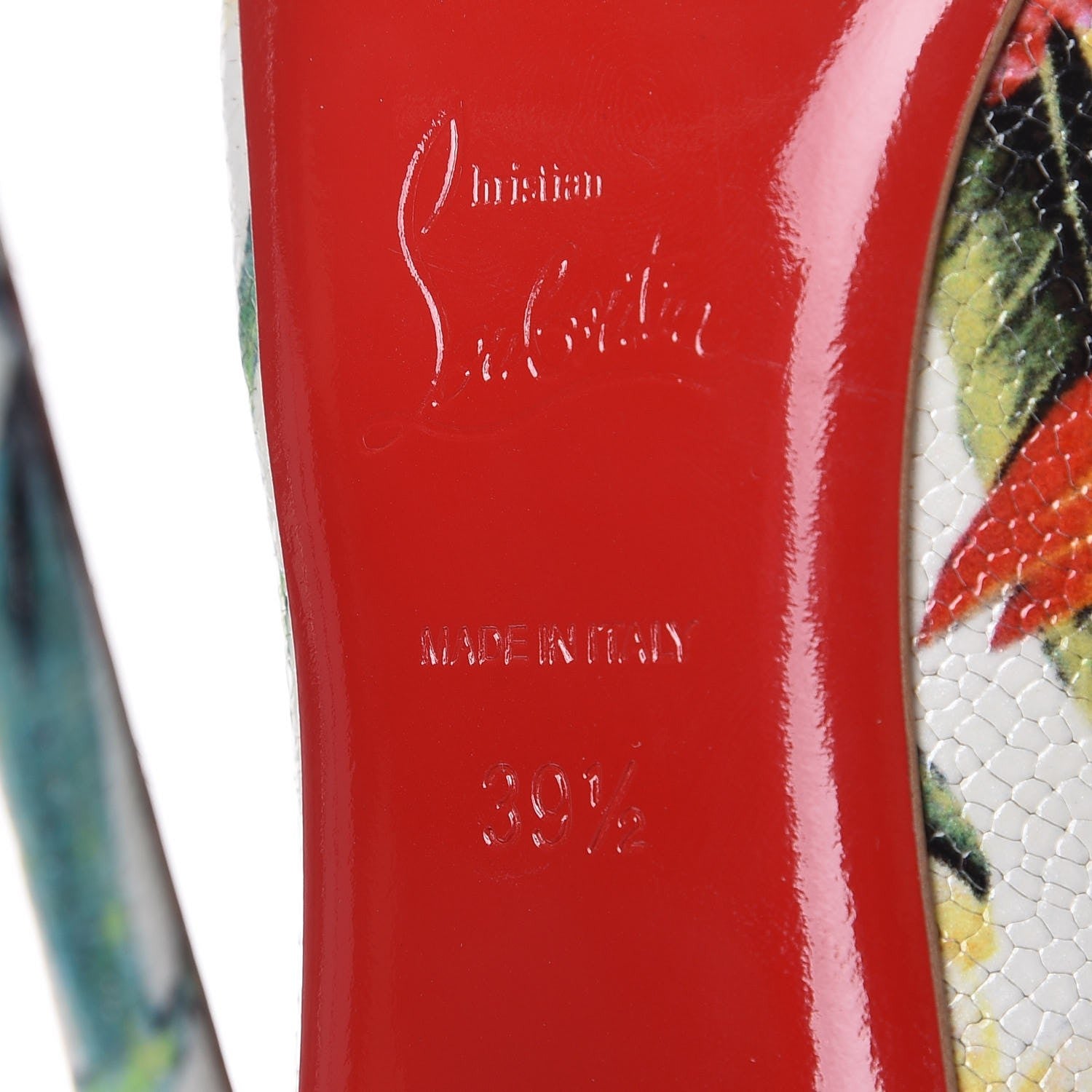 Christian Louboutin Crackled Calfskin Hawaii Print So Kate 120 Pumps 39.5 White Multi 6 of 13