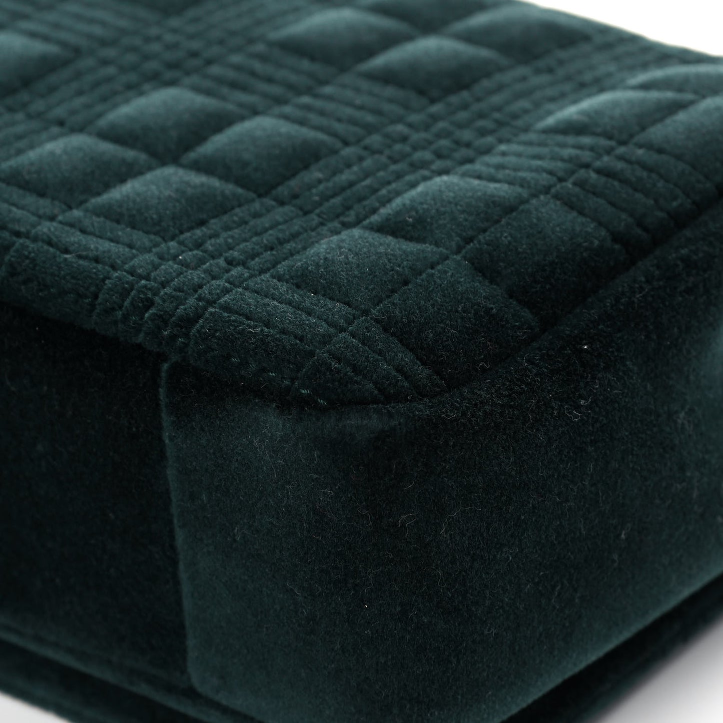 Velvet Quilted Small Lola Bag Dark Green