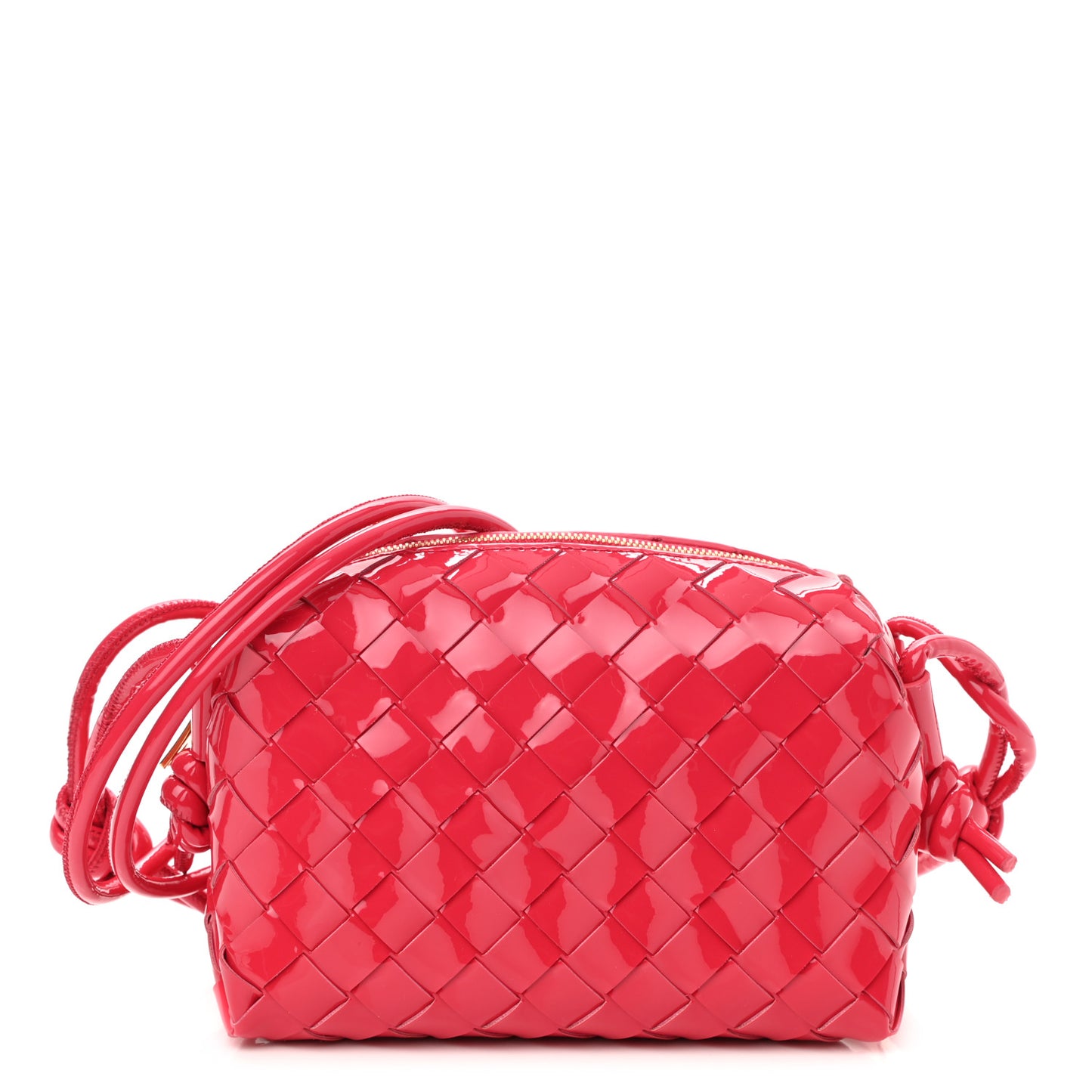 Patent Nappa Intrecciato Mini Loop Camera Bag Candy Stripe