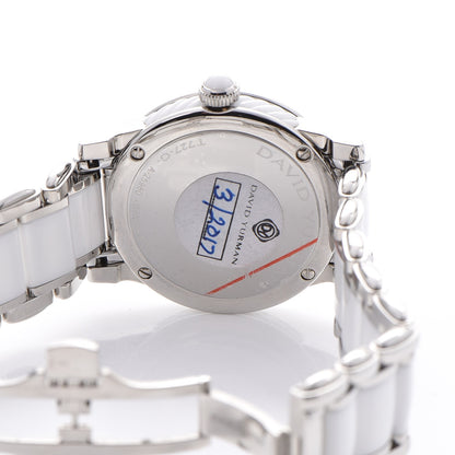 David Yurman Stainless Steel Ceramic Diamond Bezel 34mm Classic Quartz Watch White 10 of 11