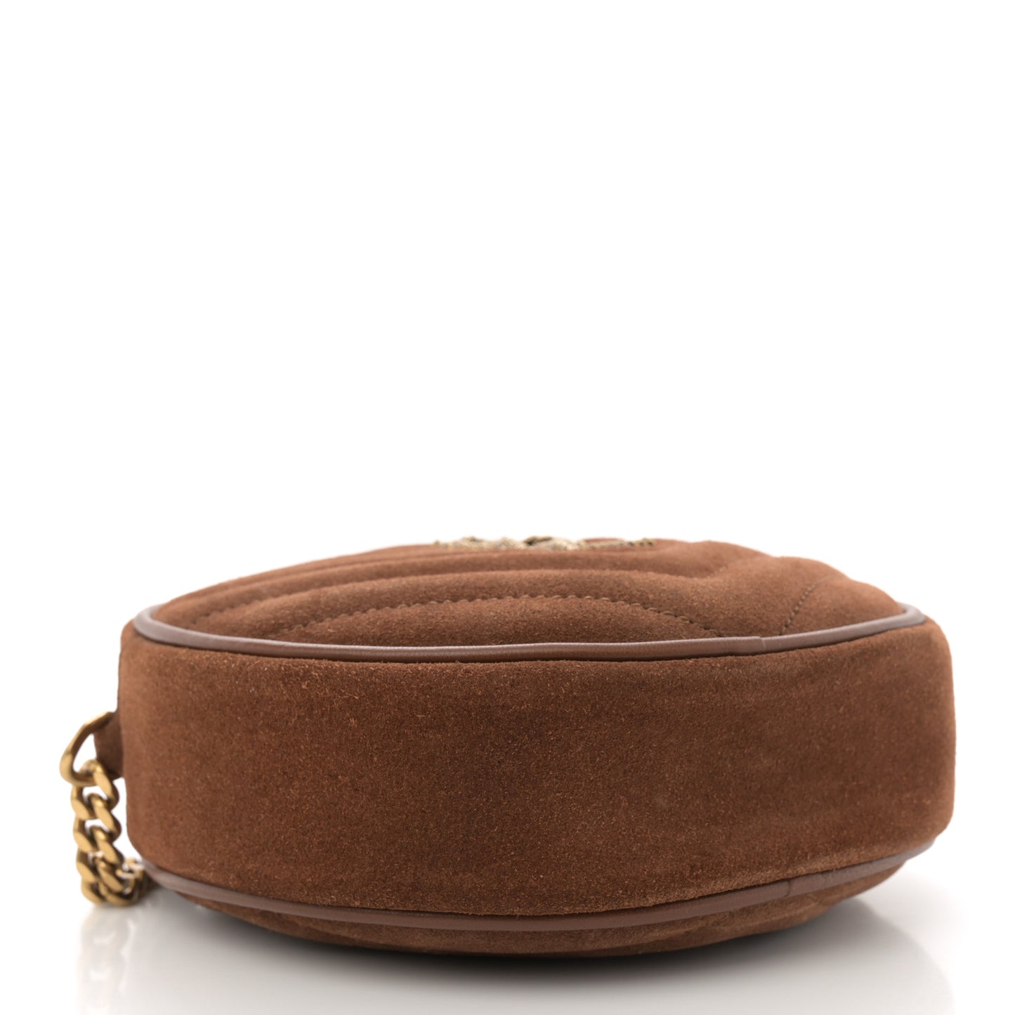 Suede Calfskin Quilted Monogram Round Crossbody Bag Vintage Cork