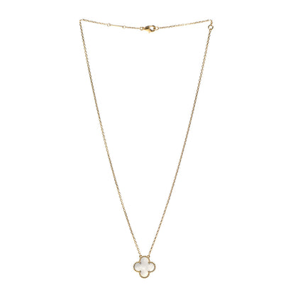 Van Cleef & Arpels 18K Yellow Gold Mother of Pearl Vintage Alhambra Pendant Necklace 3 of 5