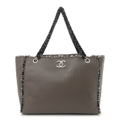 Chanel Glazed Calfskin Tweed Tweedy Shopping Tote Brown 1 of 11