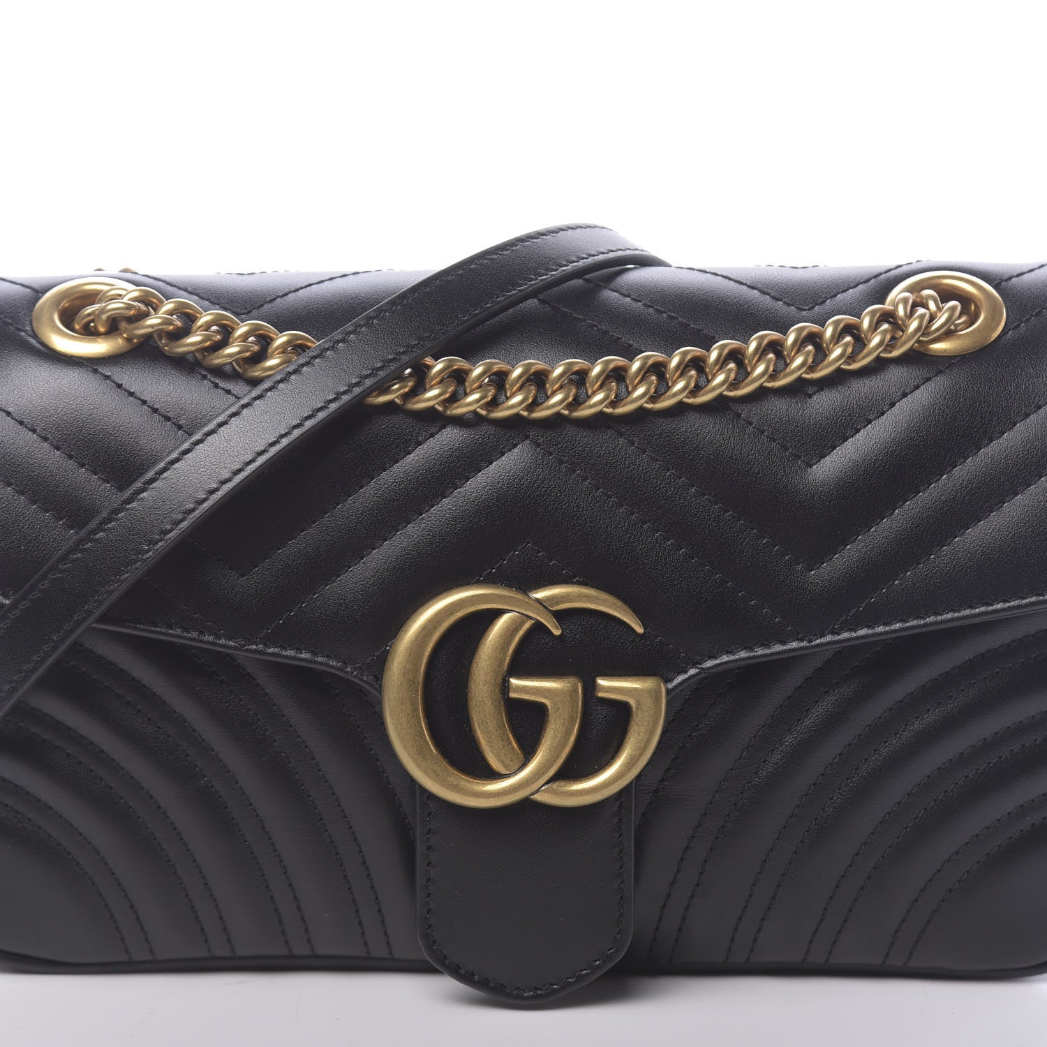 Gucci Calfskin Matelasse Small GG Marmont Shoulder Bag Black 8 of 10
