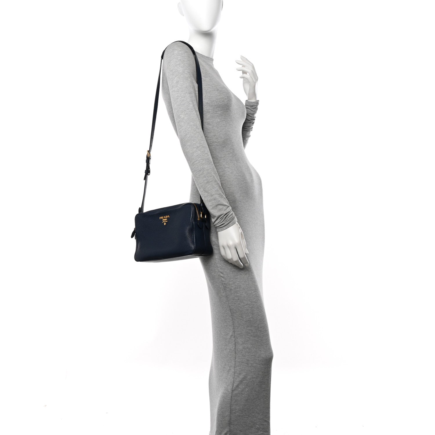 Prada Vitello Daino Camera Crossbody Bag Blue 3 of 11