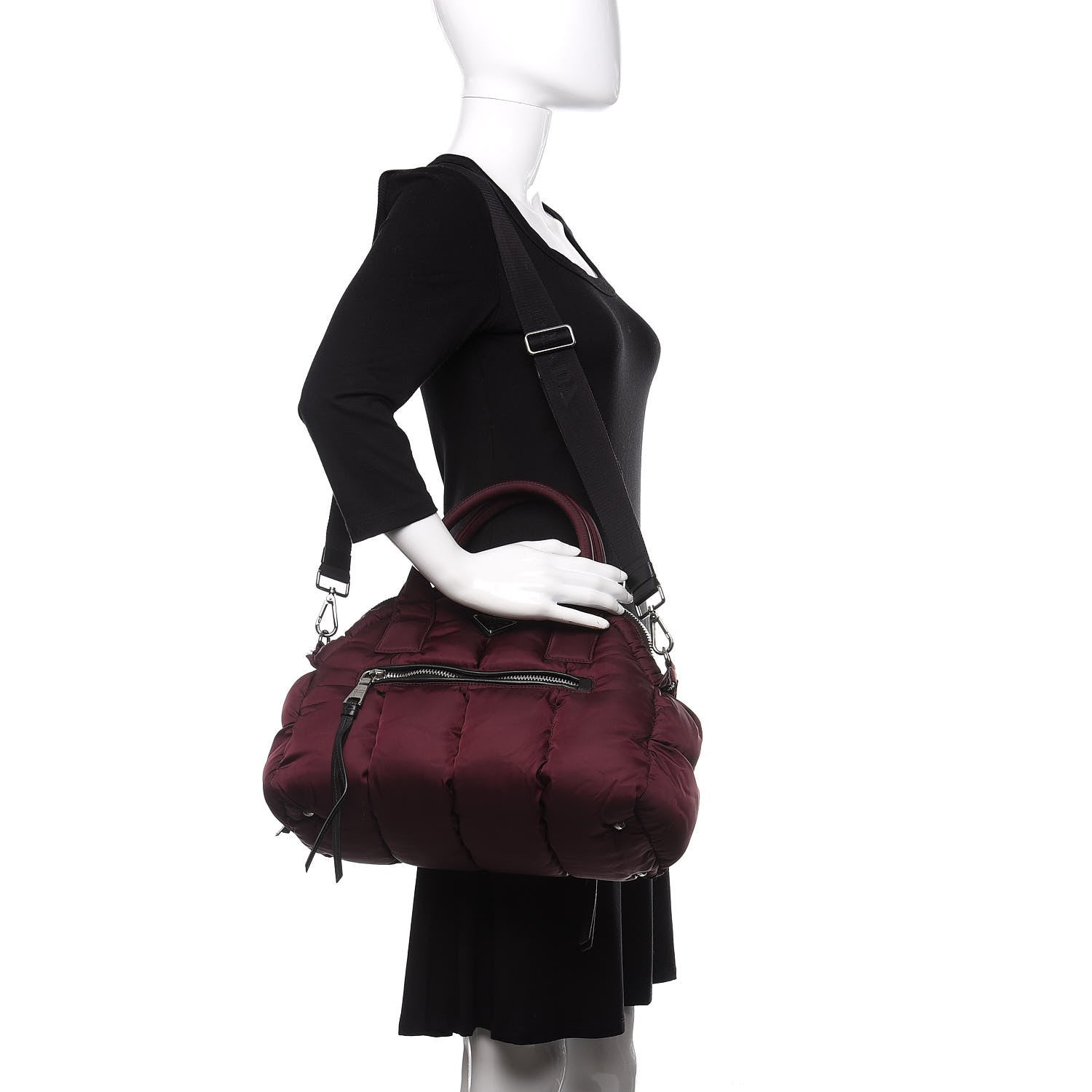 Prada Tessuto Nylon Bomber Bag Granato 2 of 14