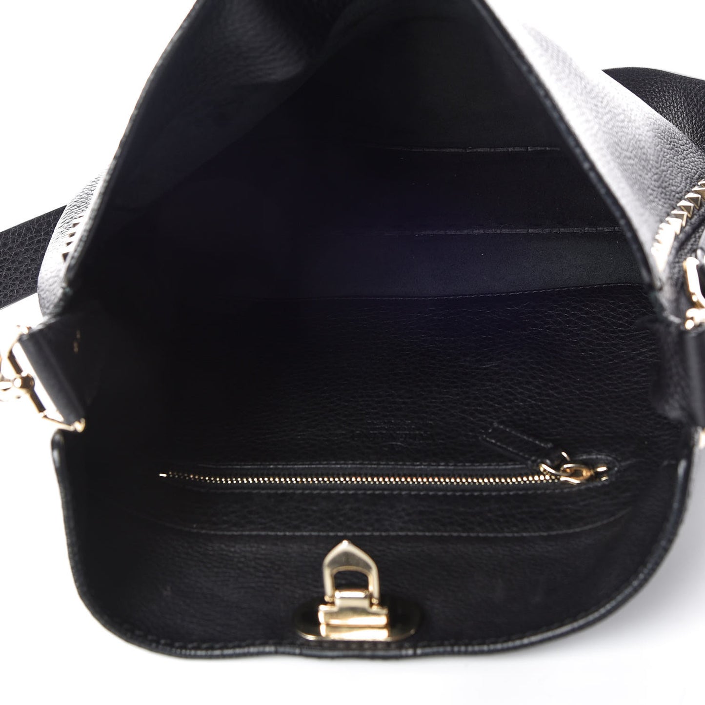 Pebbled Calfskin Large Rockstud Flip-Lock Messenger Bag Black