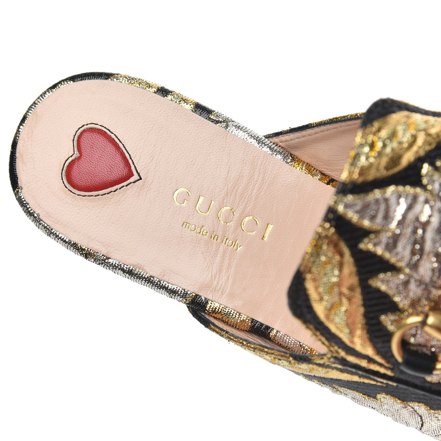 Jacquard Floral Womens Princetown Slippers 36.5 Oro Black