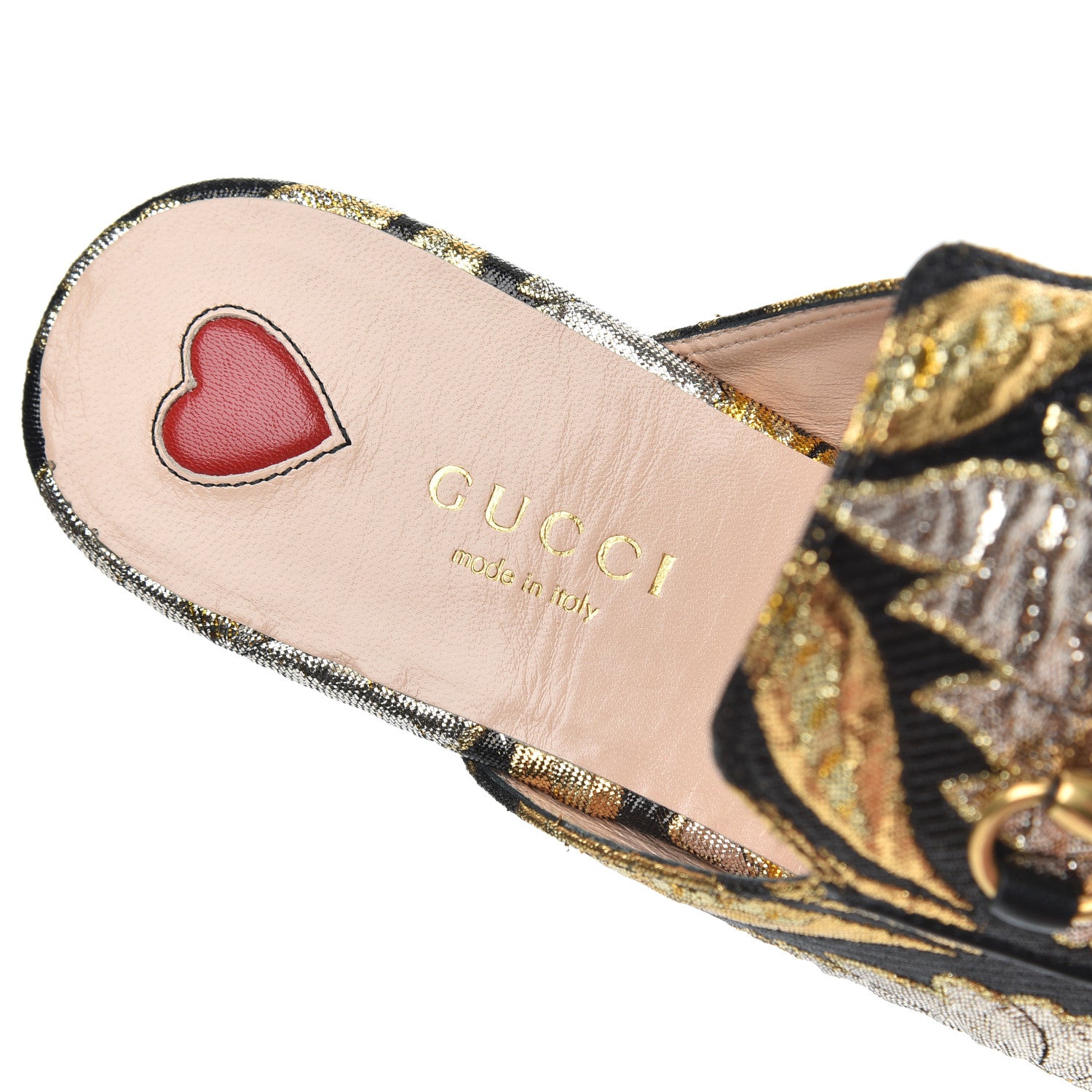 Gucci Jacquard Floral Womens Princetown Slippers 36.5 Oro Black 6 of 11