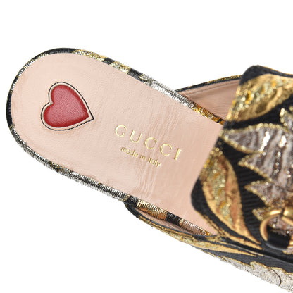 Gucci Jacquard Floral Womens Princetown Slippers 36.5 Oro Black 6 of 11
