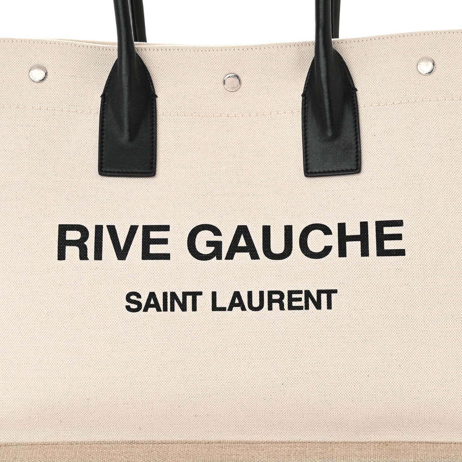 Saint Laurent Linen Calfskin Small Rive Gauche Tote Optic White 8 of 10