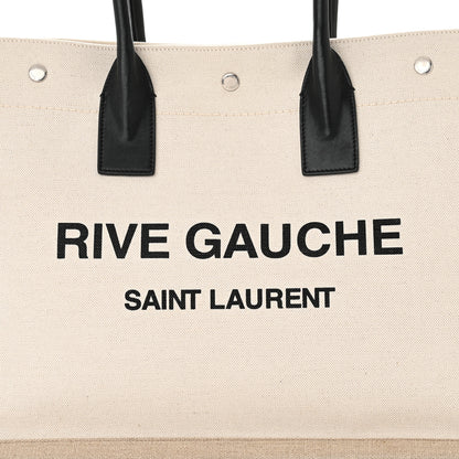 Saint Laurent Linen Calfskin Small Rive Gauche Tote Optic White 8 of 10