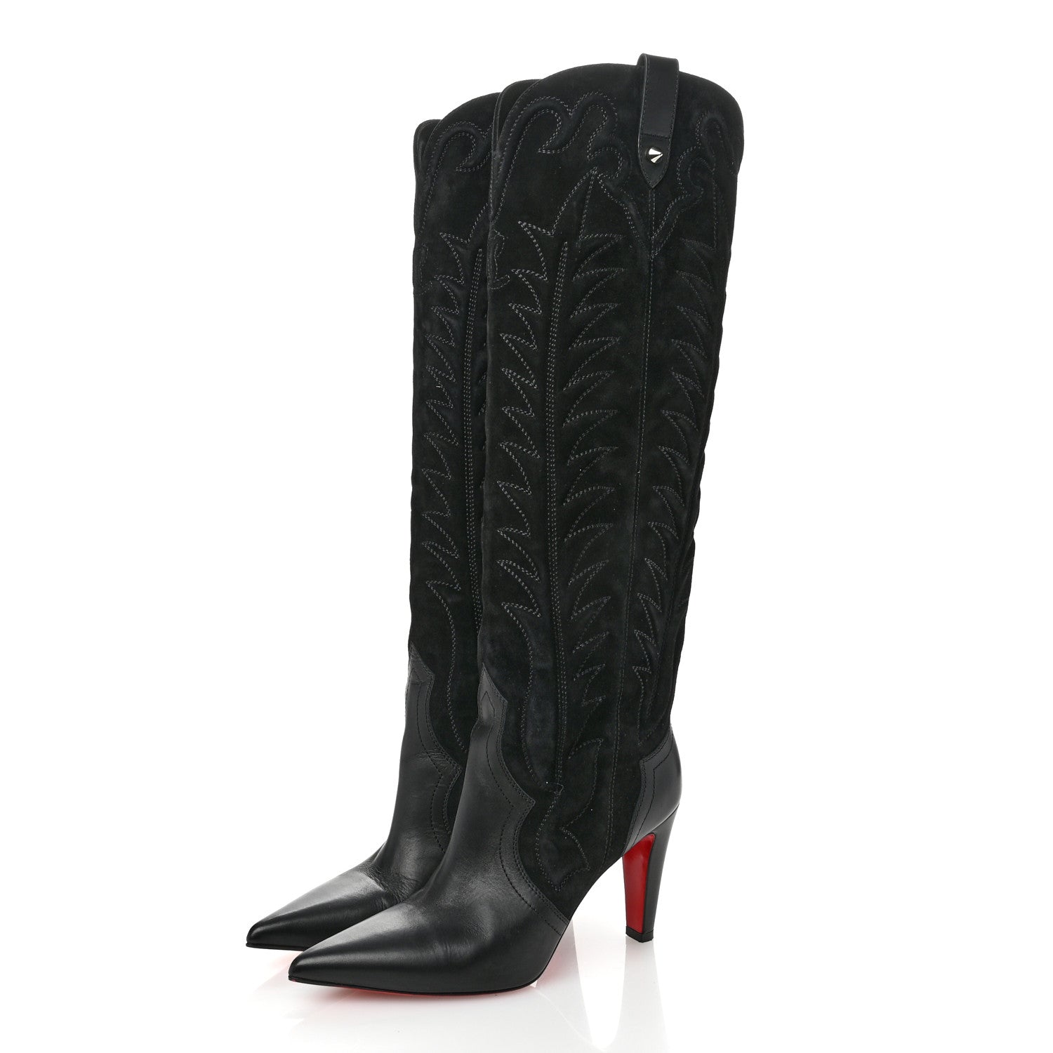 Christian Louboutin Calfskin Veau Velours Santia Botta 85 Tall Boots 39.5 Black 3 of 8