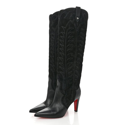 Christian Louboutin Calfskin Veau Velours Santia Botta 85 Tall Boots 39.5 Black 3 of 8