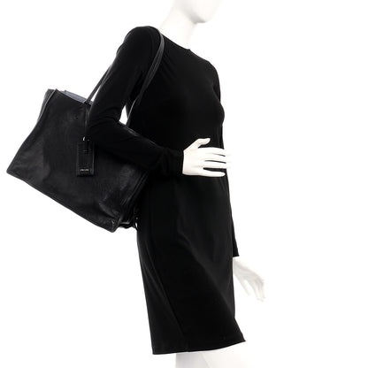 Prada Glace Calf Etiquette Tote Black Astrale 2 of 10