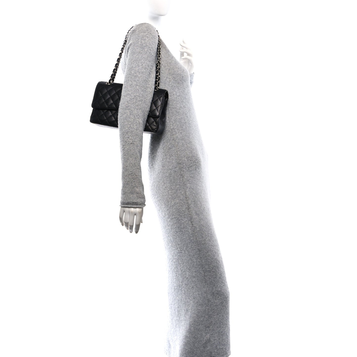 Caviar Quilted Medium Double Flap Black