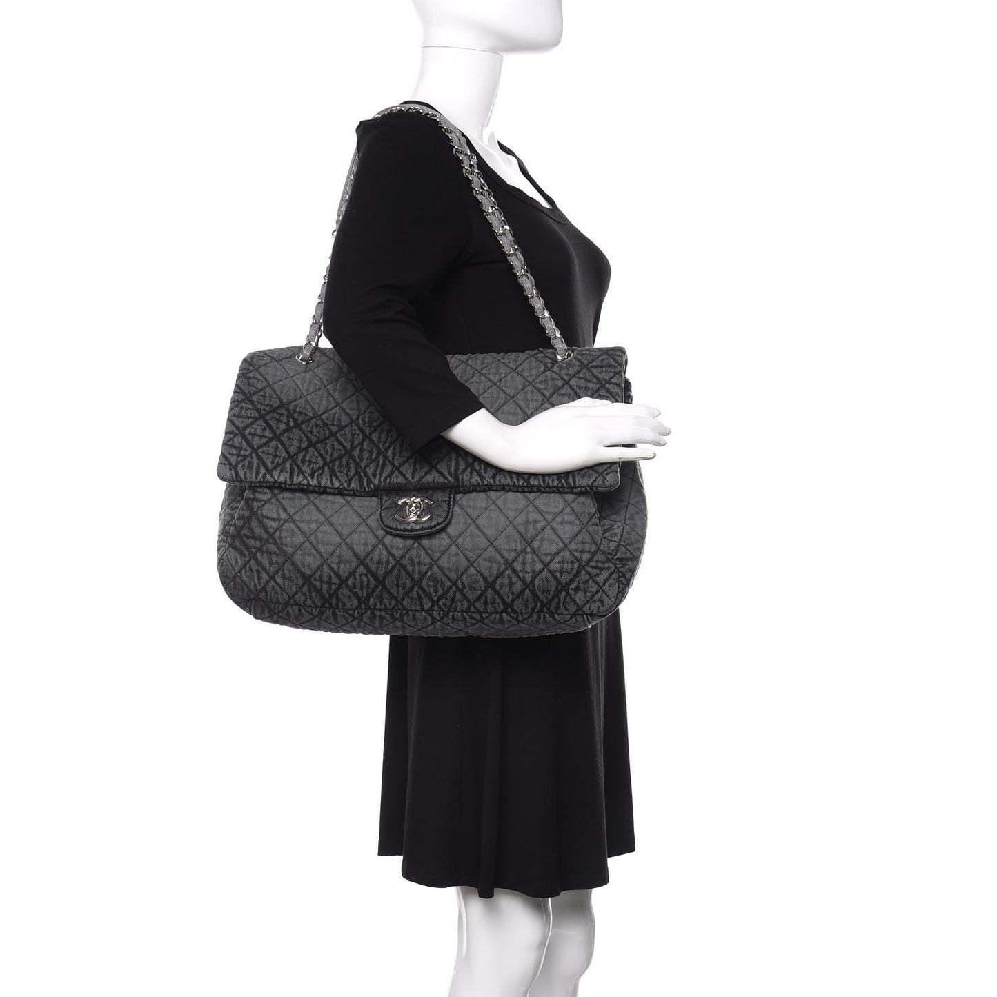 Denim Quilted Medium Denimpression XXL Flap Grey Black