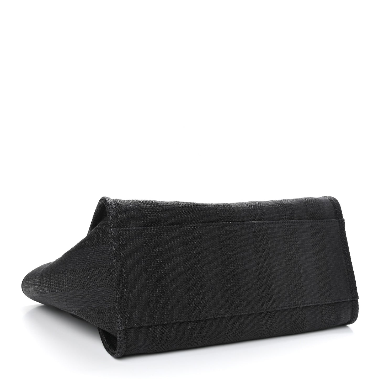 Mixed Fibers Calfskin Striped Medium Deauville Tote Black