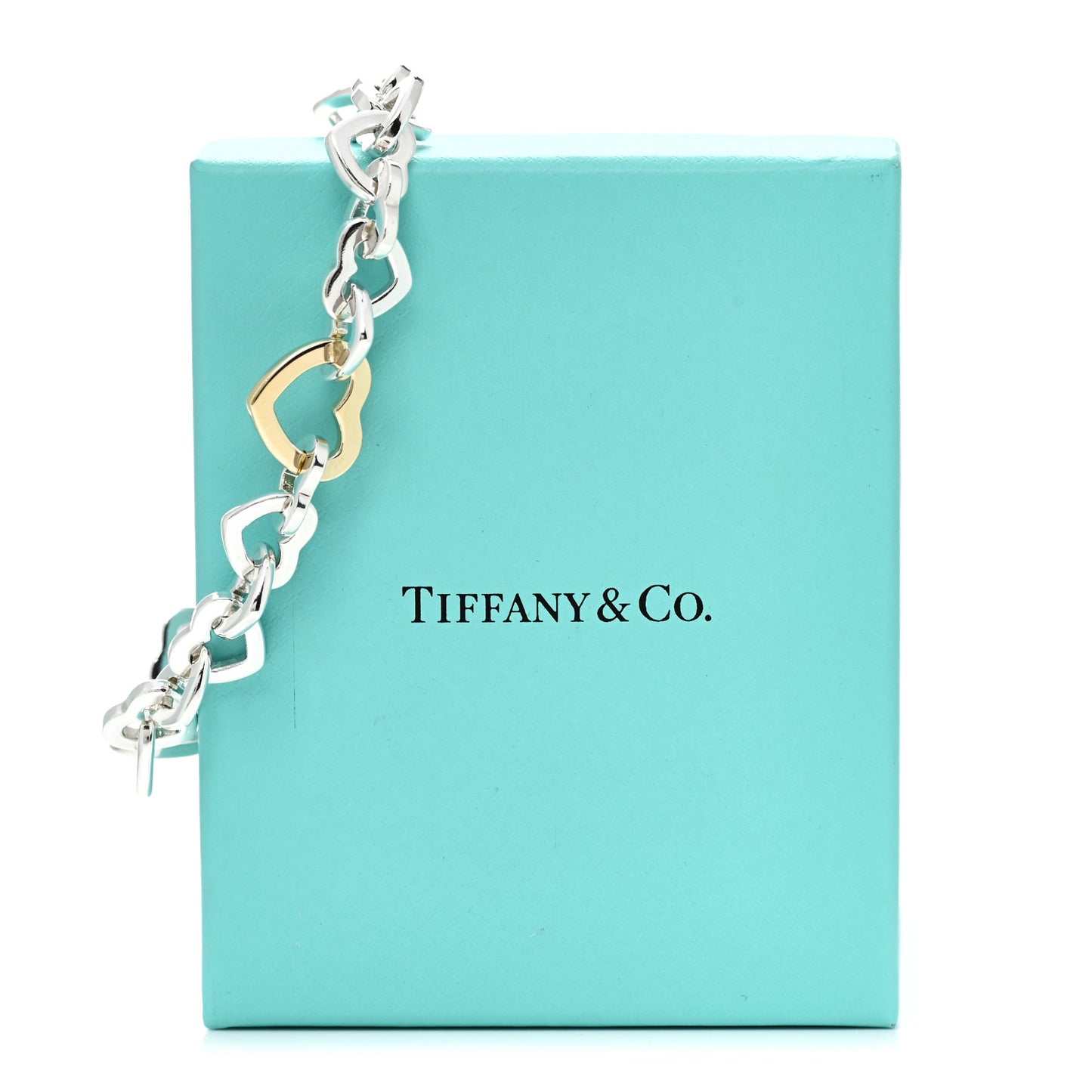 Sterling Silver 18K Yellow Gold Heart Links Bracelet