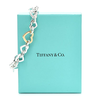 Tiffany Sterling Silver 18K Yellow Gold Heart Links Bracelet 6 of 6