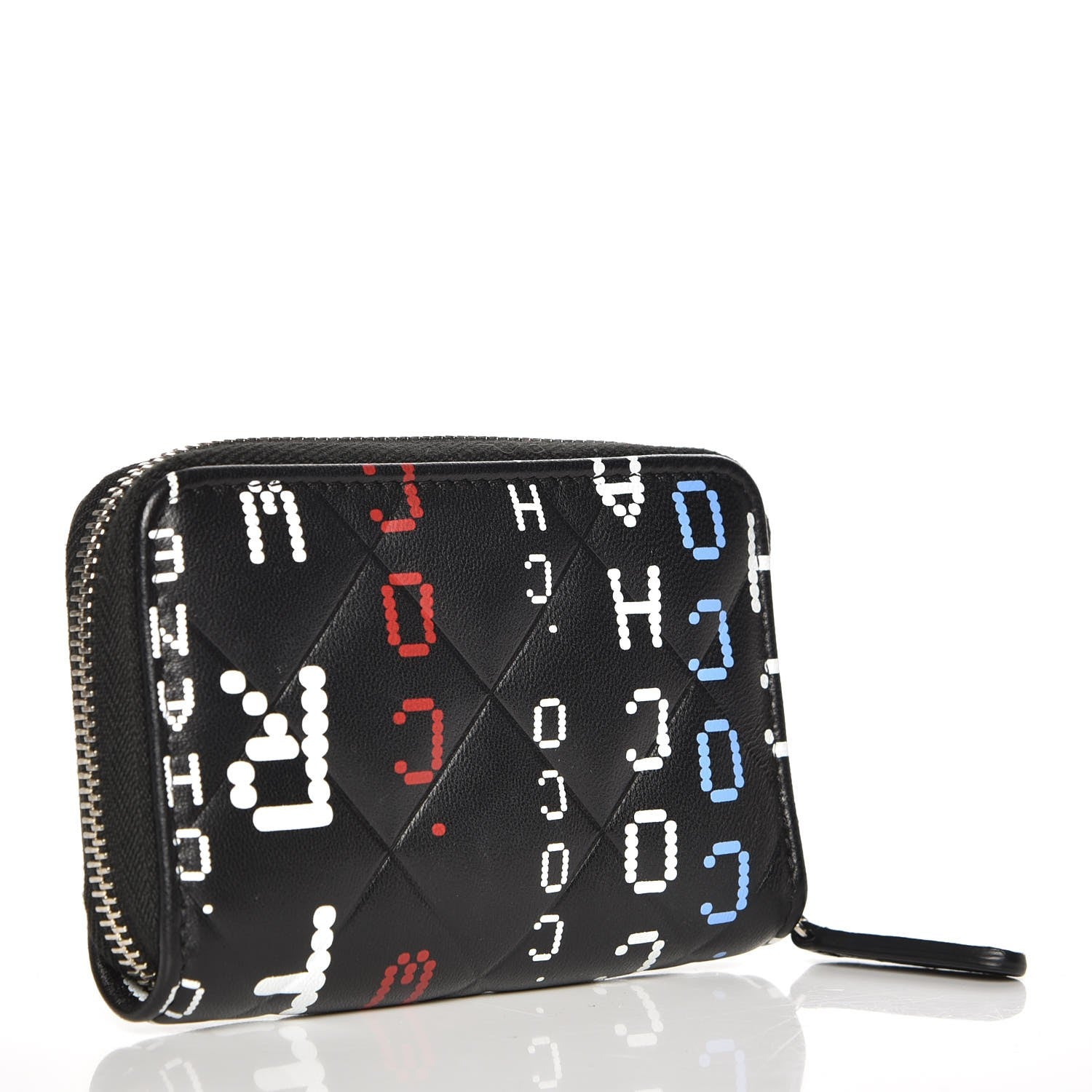 Chanel Lambskin Quilted Data Center Zip Around Coin Purse Wallet Black 3 of 8