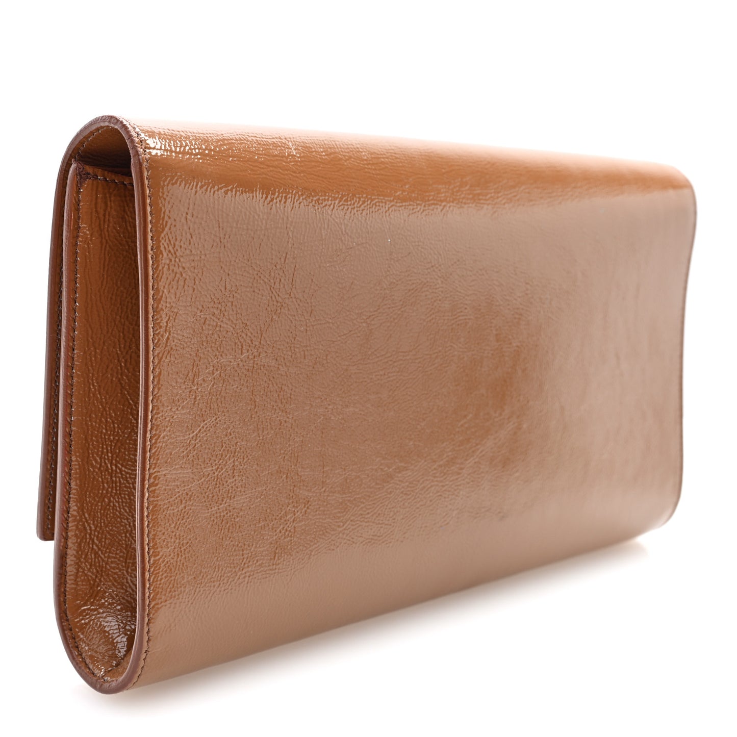 Textured Patent Calfskin Monogram Large Belle De Jour Clutch Beige