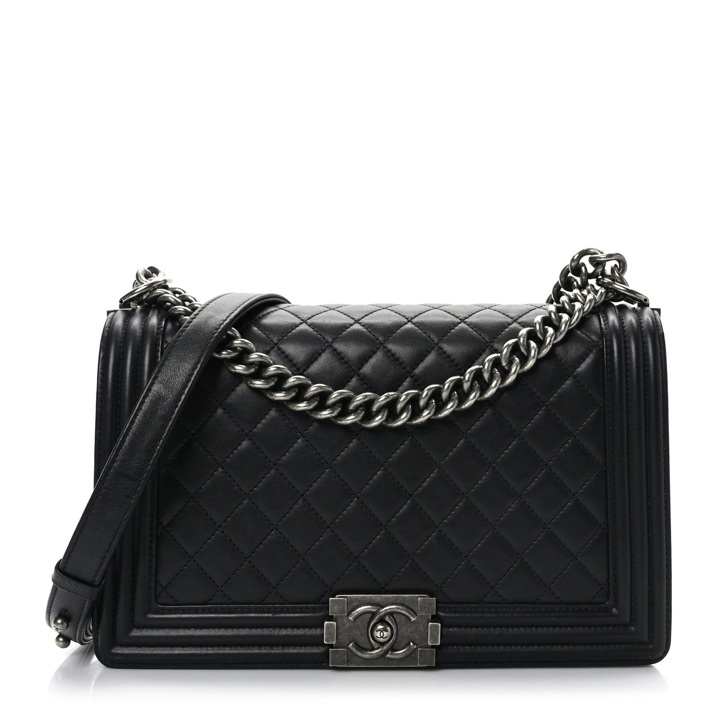 Lambskin Quilted New Medium Boy Flap Black
