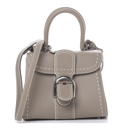 Delvaux Grained Rodeo Calfskin Surpique Mini Brillant Satchel Tourterelle Ivory 1 of 11
