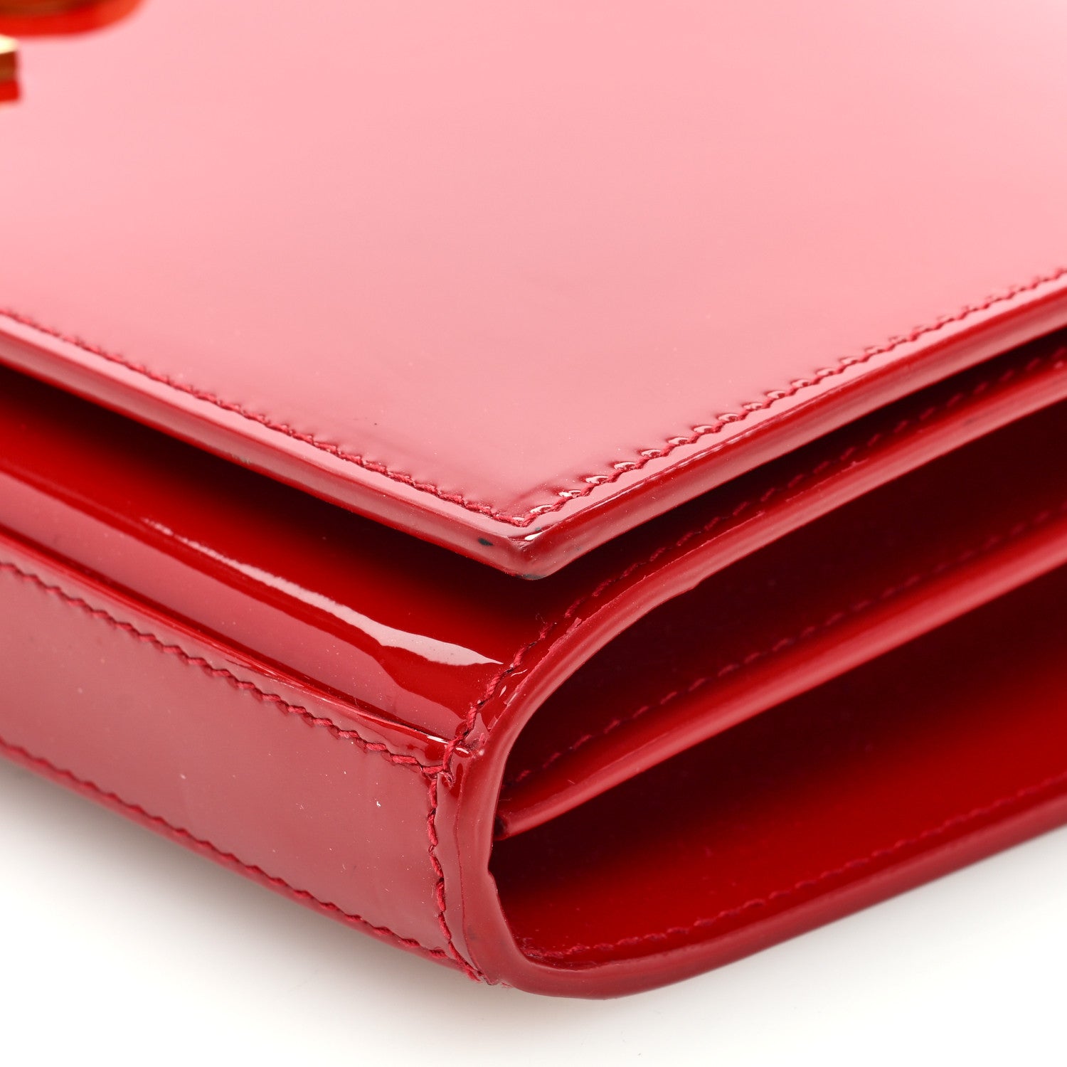Saint Laurent Patent Calfskin Monogram Kate Wallet On Chain Rouge Eros 9 of 9