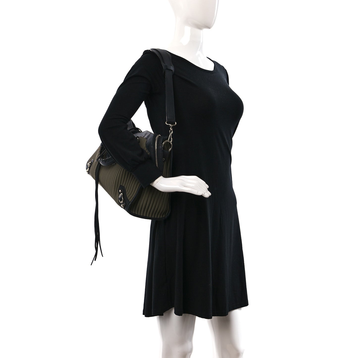Ribbed Neoprene Classic Silver Hardware City Khaki Black