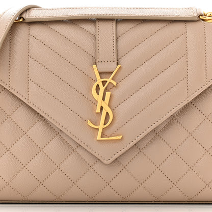 Saint Laurent Grain De Poudre Textured Mixed Matelasse Medium Triquilt Monogram Satchel Dark Beige 8 of 10