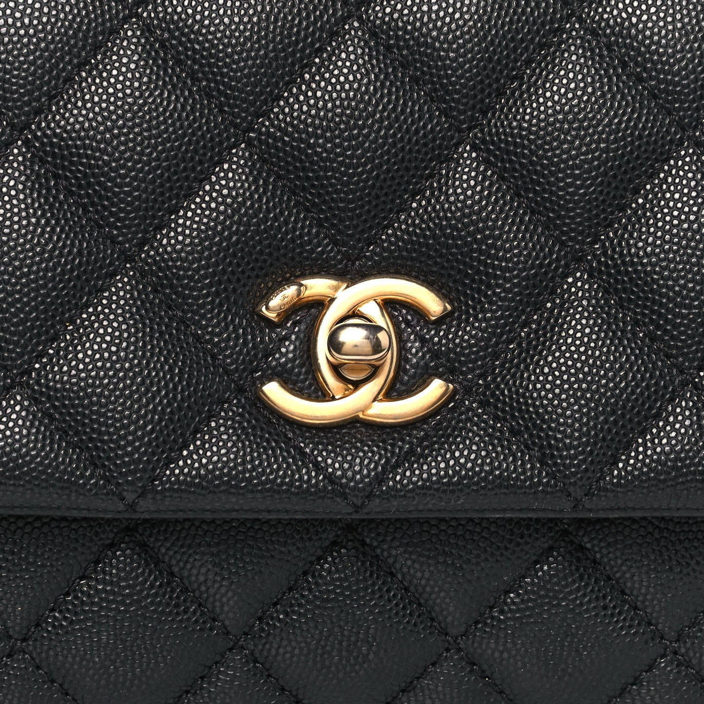 Caviar Quilted Mini Coco Handle Flap Black