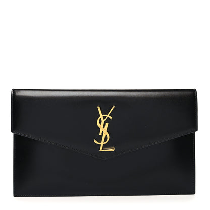 Saint Laurent Smooth Shiny Calfskin Monogram Uptown Clutch Black 1 of 8