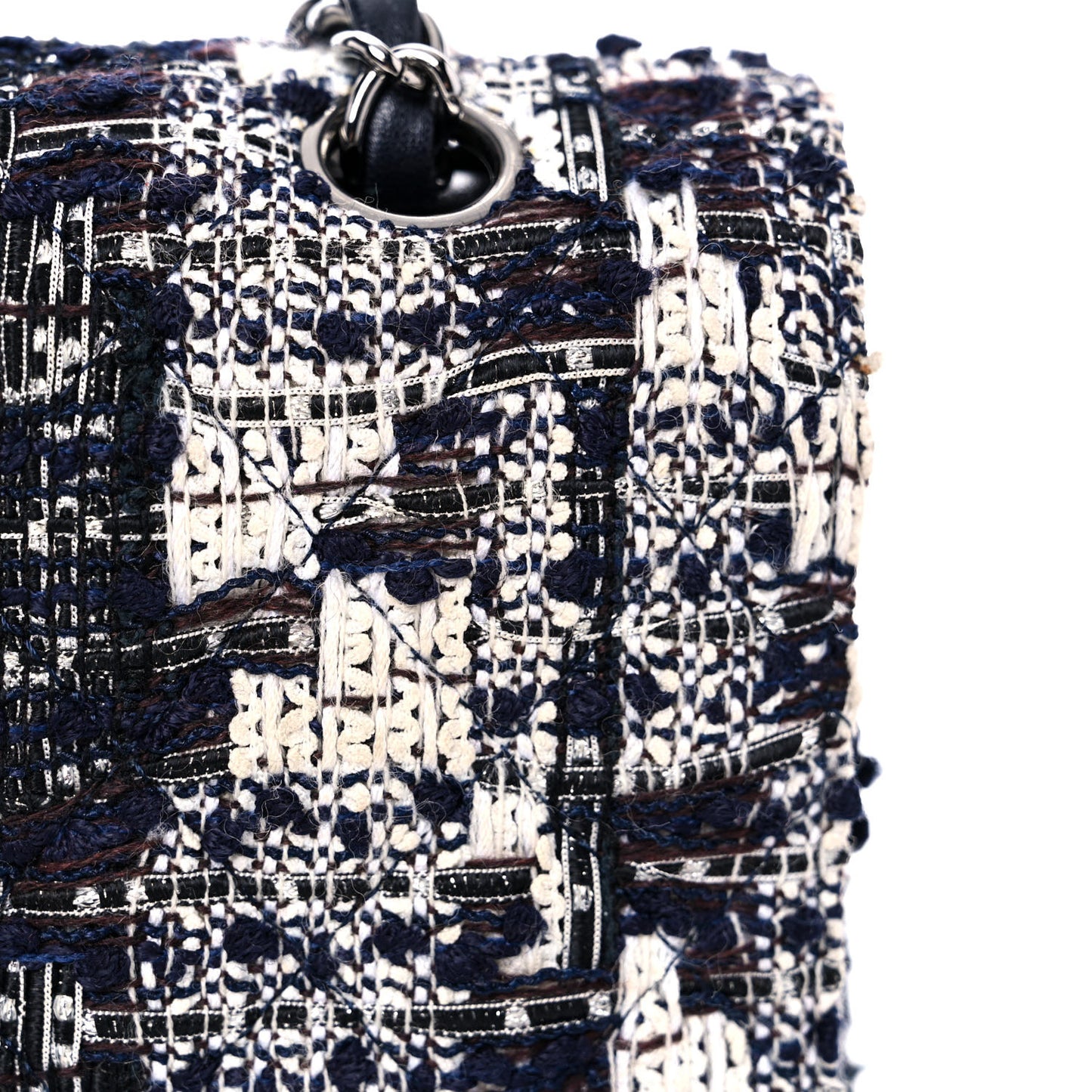 Tweed Quilted Flap Navy White
