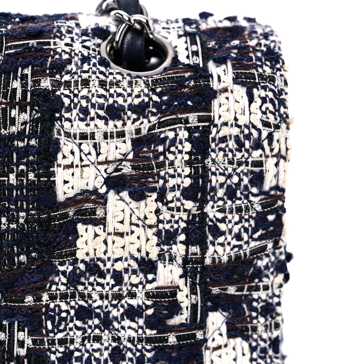 Chanel Tweed Quilted Flap Navy White 18 of 27