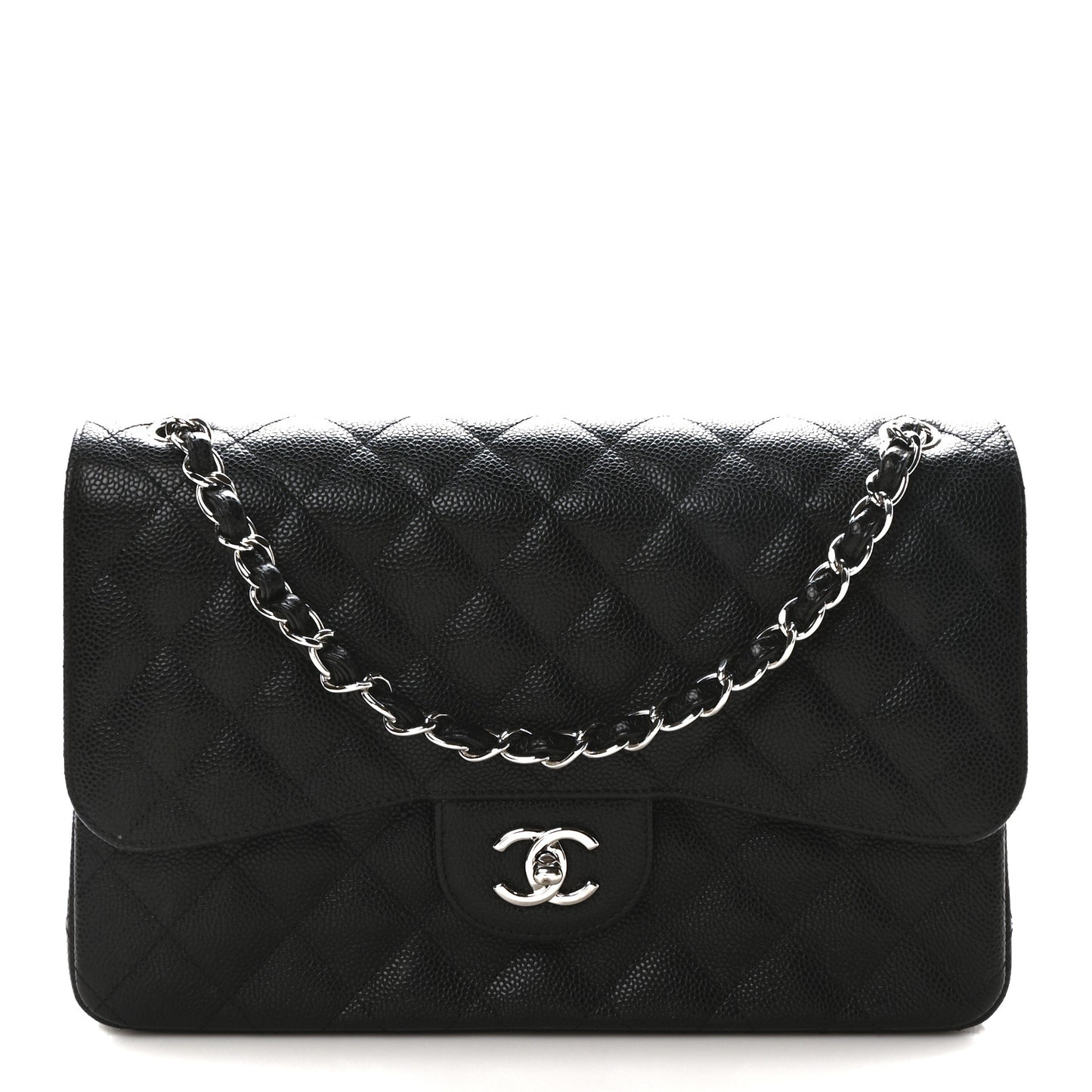Caviar Quilted Jumbo Double Flap Black