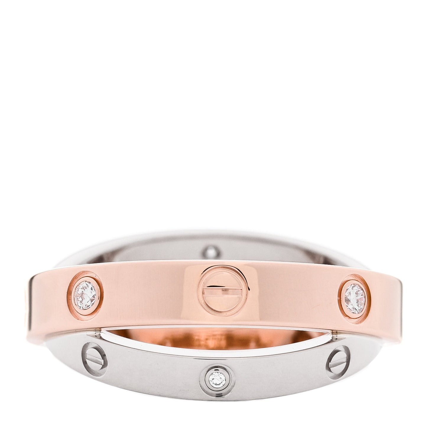 18K Pink White Gold 6 Diamond LOVE Ring 49 4.75