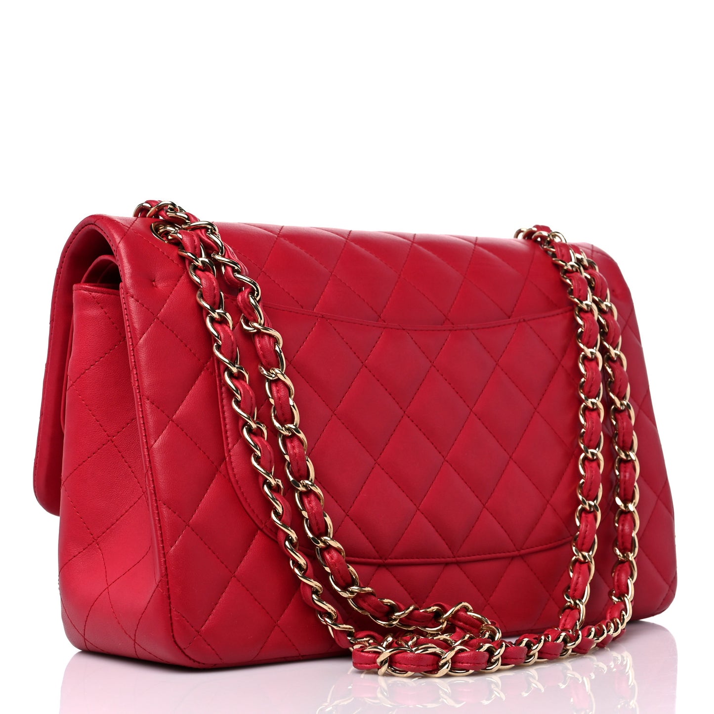 Lambskin Quilted Jumbo Double Flap Dark Pink