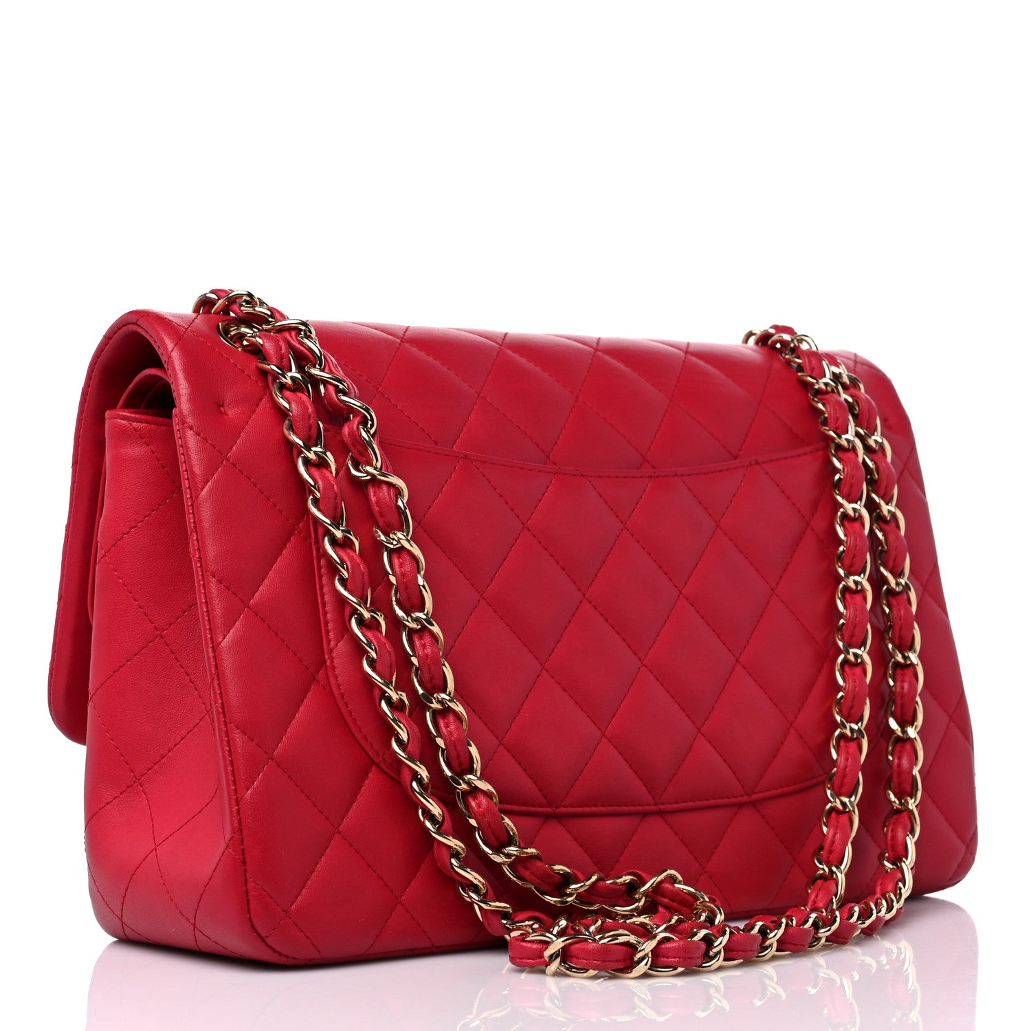 Chanel Lambskin Quilted Jumbo Double Flap Dark Pink 2 of 15