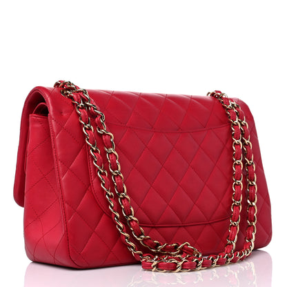 Chanel Lambskin Quilted Jumbo Double Flap Dark Pink 2 of 15