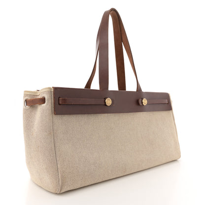 Hermes Toile Vache Calfskin Herbag Cabas MM Havane 4 of 17