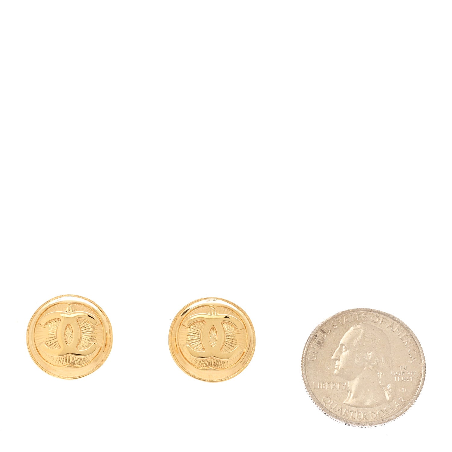 Chanel Metal Round CC Earrings Gold 2 of 4